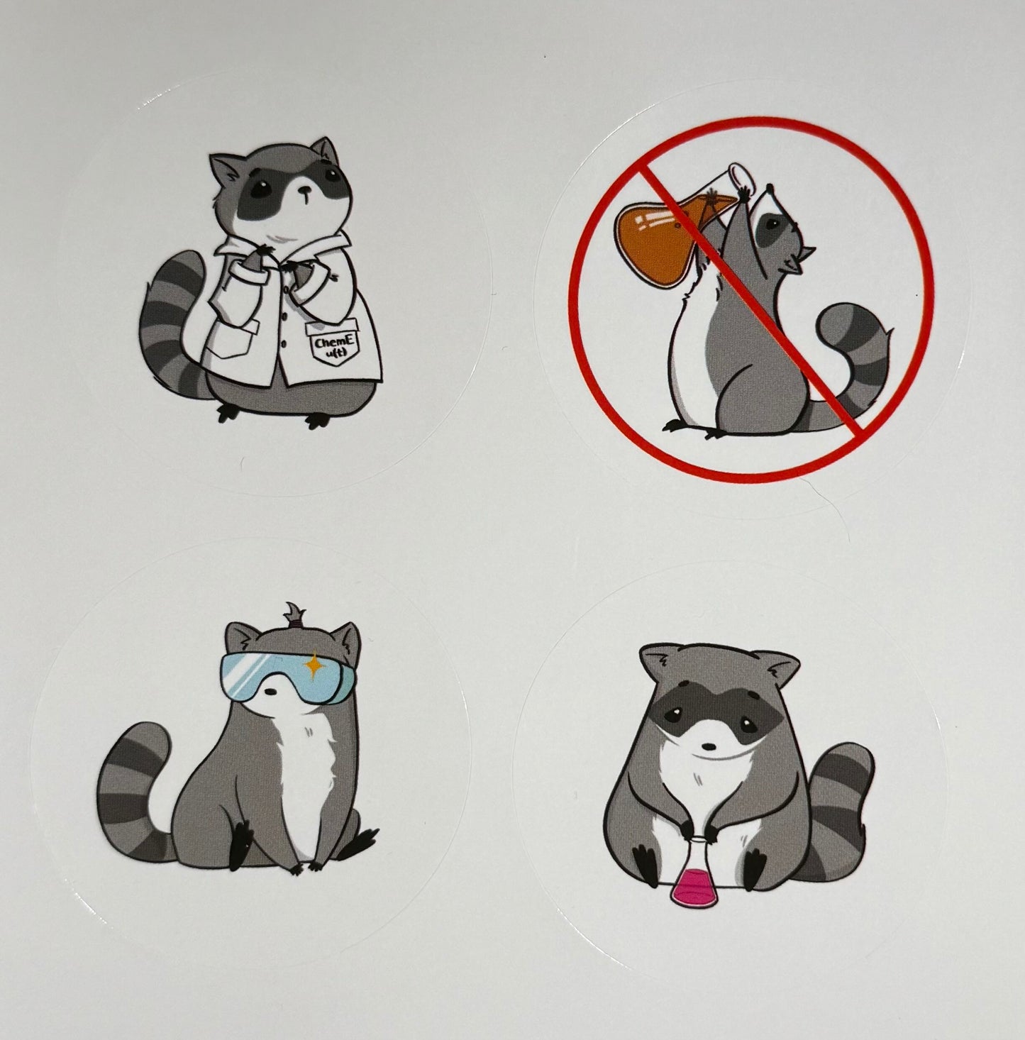 Raccoon Sticker Pack (Chem Eng)