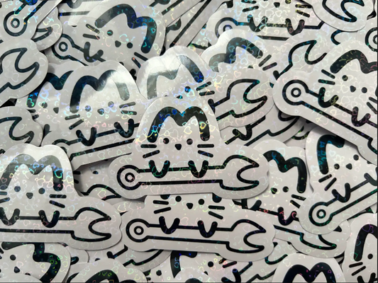 Mech Cat Wrench Holographic Sticker